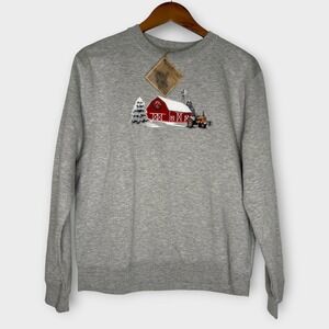 NWT Bit & Bridle Christmas Holiday Winter Sweatshirt Orange Tractor Women Medium